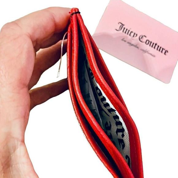 Juicy Couture Signature Logo Card Case Wallet (4" x 3") - Red/Black - Picture 4 of 11